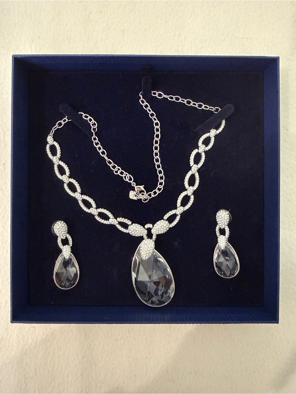 Swarovski Crystal Teardrop Necklace and Earring Set